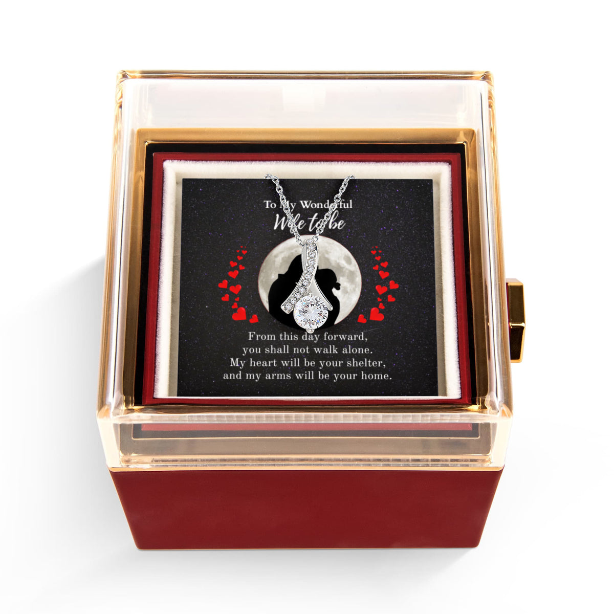 Shine On fulfillment-14K-white-gold-Alluring-Beauty-pendant-necklace-in-Rotating-Rose-Gift-Box-Wedding-Gift-for-Bride-from-Groom.

