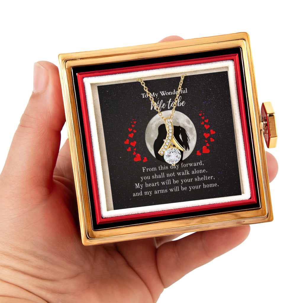 Shine On fulfillment-18K-Yellow-gold-Alluring-Beauty-pendant-necklace-in-Rotating-Rose-Gift-Box-Wedding-Gift-for-Bride-from-Groom.
