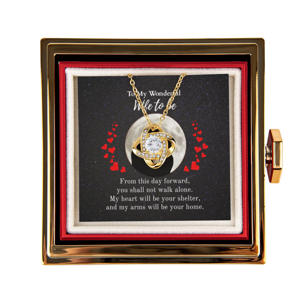 Shine On fulfillment-18K-Yellow-gold-Love-Knot-pendant-necklace-in-Rotating-Rose-Gift-Box-Wedding-Gift-for-Bride-from-Groom.

