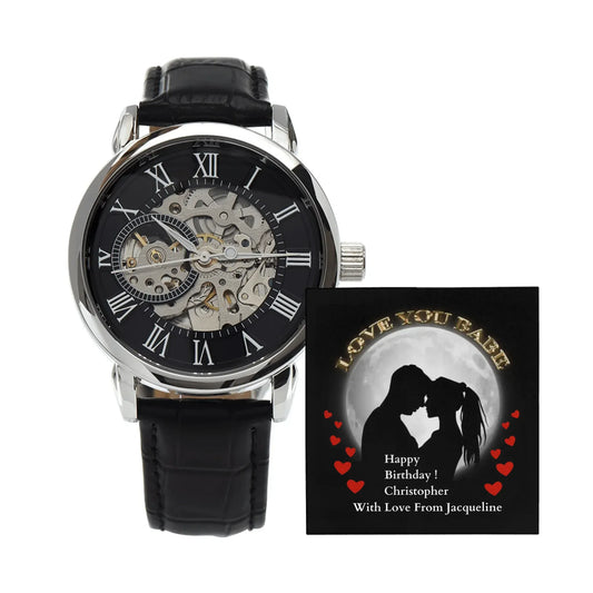 ShineOn Customizer Men's Openwork Watch Birthday Gift for Boyfriend or Husband / Default / Luxury Box w/LED Men's Openwork Watch Birthday Gift for Boyfriend/Husband/Lover