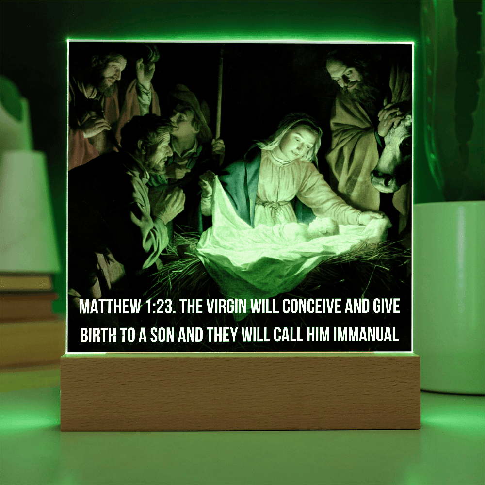 ShineOn -Fulfillment  -Jewelry- LED -Corded- Base- Acrylic-Plaque- Nativity- Scene.