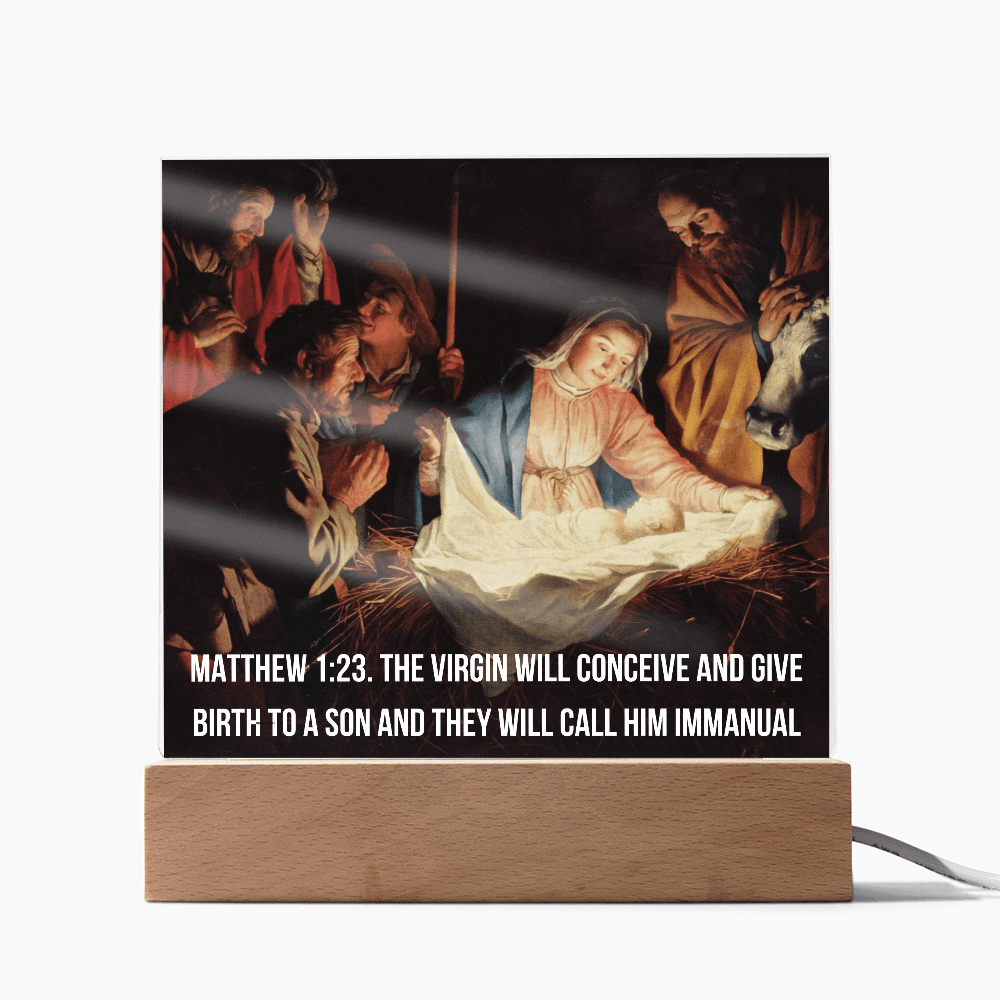 ShineOn -Fulfillment  -Jewelry- LED -Corded- Base- Acrylic-Plaque- Nativity- Scene.