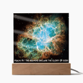 ShineOn Fulfillment Jewelry LED Corded Base Scripture Art, Led lit Acrylic Plaque, of the hubble space telescope image of the Crab Nebula.
