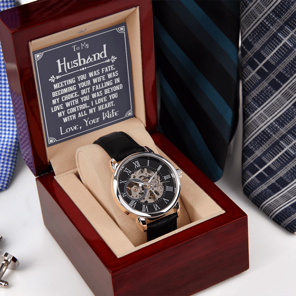 ShineOn Fulfillment Jewelry Luxury Box w/LED Openwork Watch Gift for husband from wife