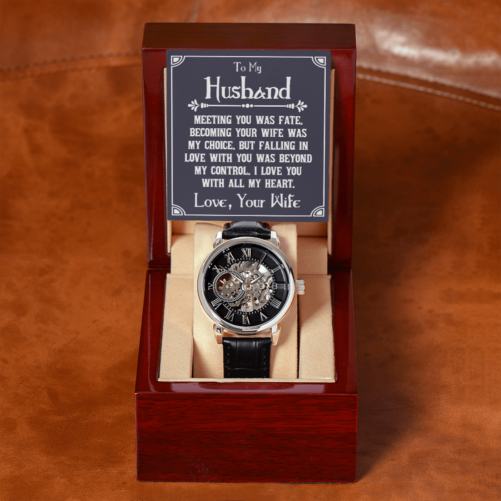 ShineOn Fulfillment Jewelry Luxury Box w/LED Openwork Watch Gift for husband from wife