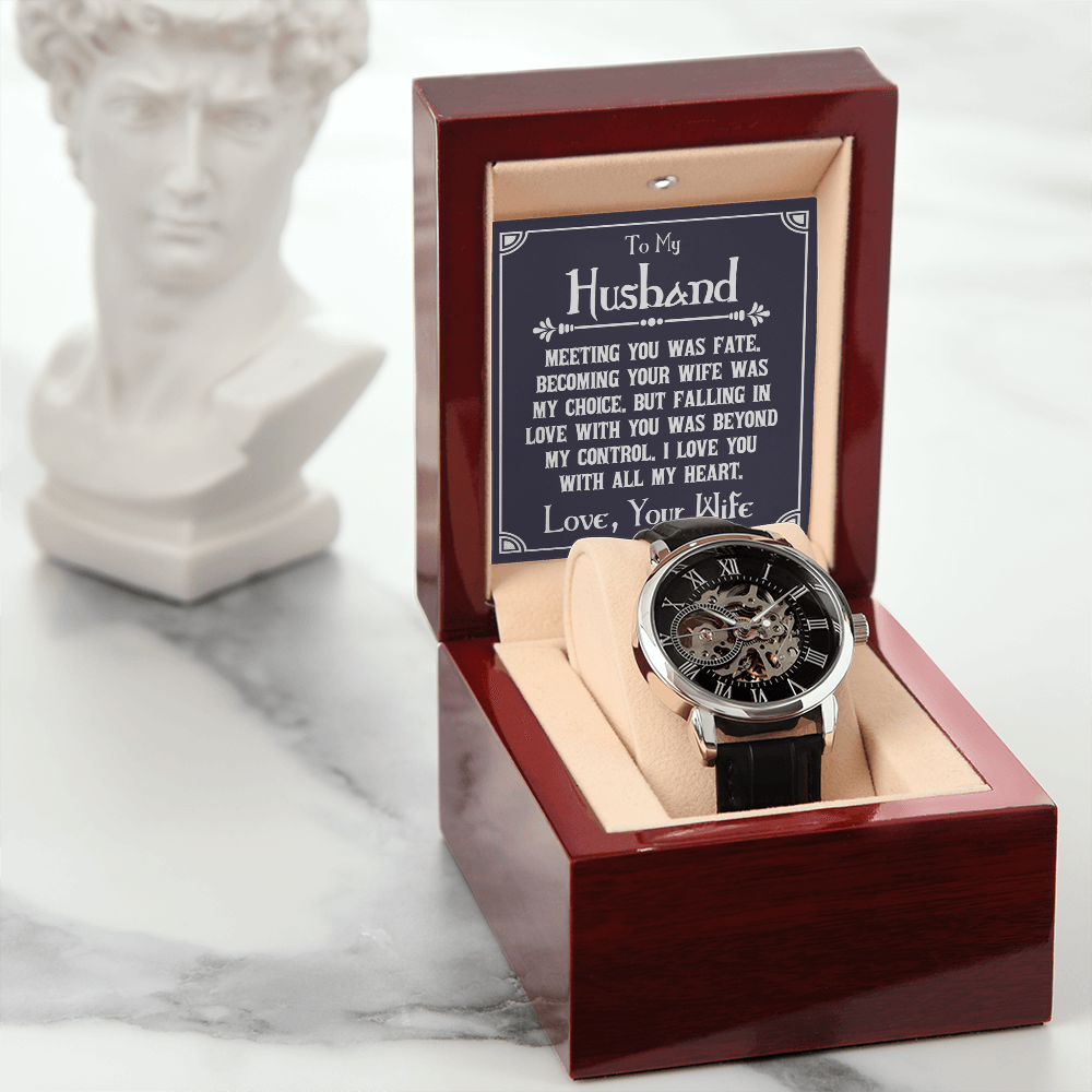 ShineOn Fulfillment Jewelry Luxury Box w/LED Openwork Watch Gift for husband from wife