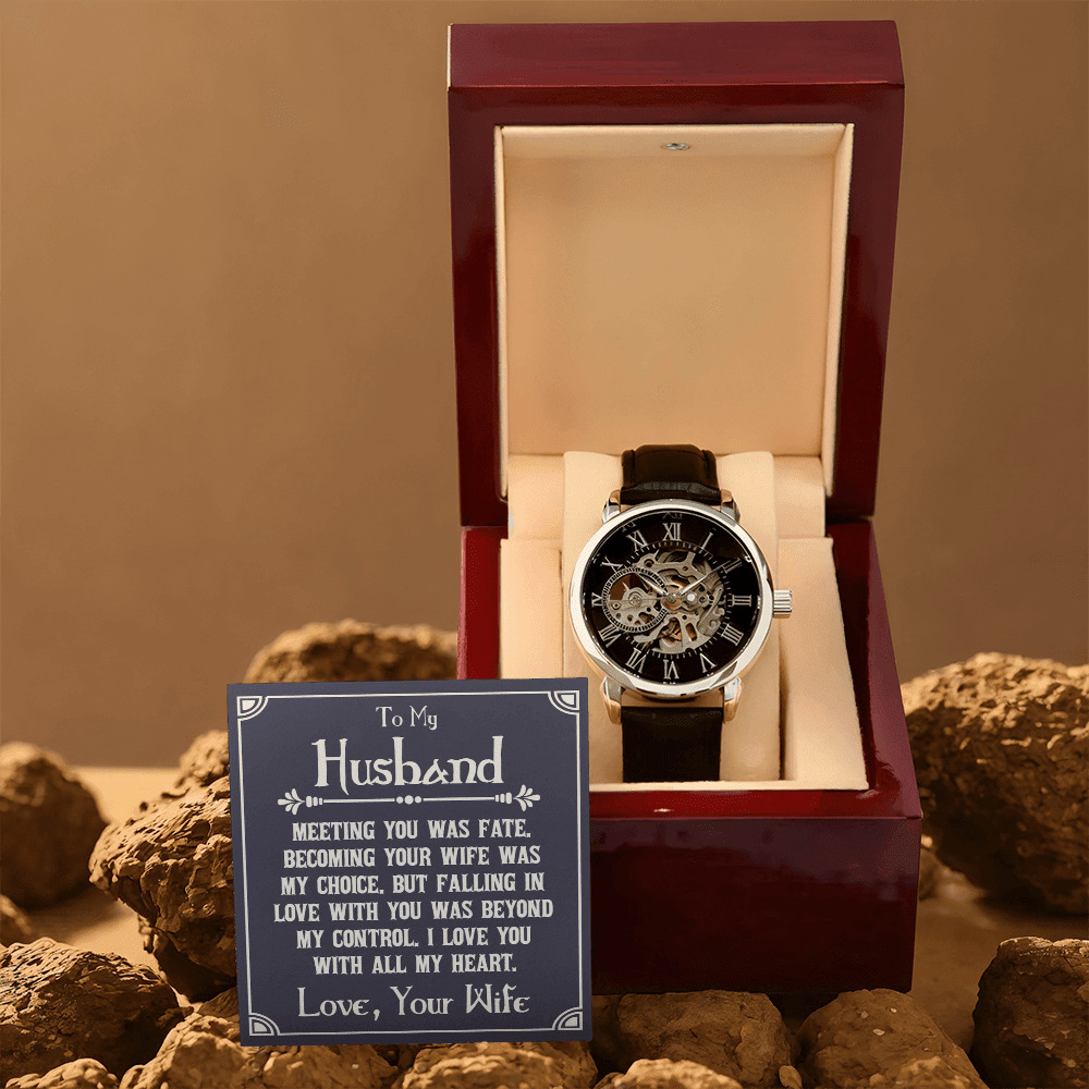 ShineOn Fulfillment Jewelry Luxury Box w/LED Openwork Watch Gift for husband from wife