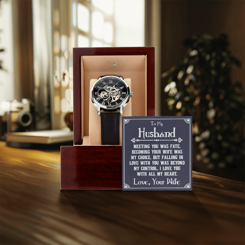 ShineOn Fulfillment Jewelry Luxury Box w/LED Openwork Watch Gift for husband from wife