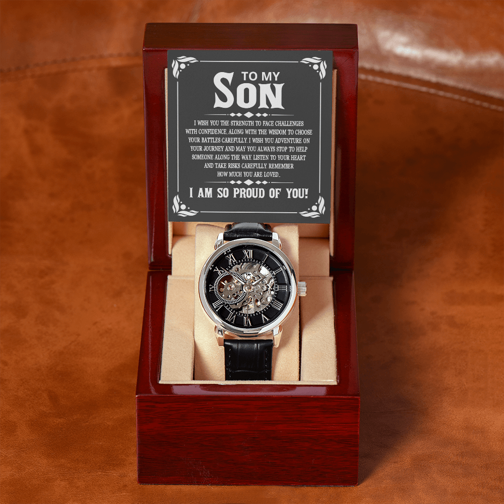 ShineOn Fulfillment Jewelry Luxury Box w/LED Openwork Watch Gift for Son from Father