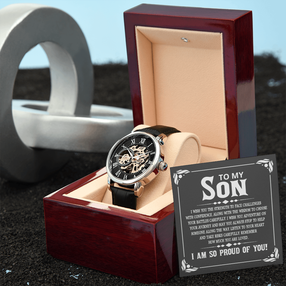 ShineOn Fulfillment Jewelry Luxury Box w/LED Openwork Watch Gift for Son from Father