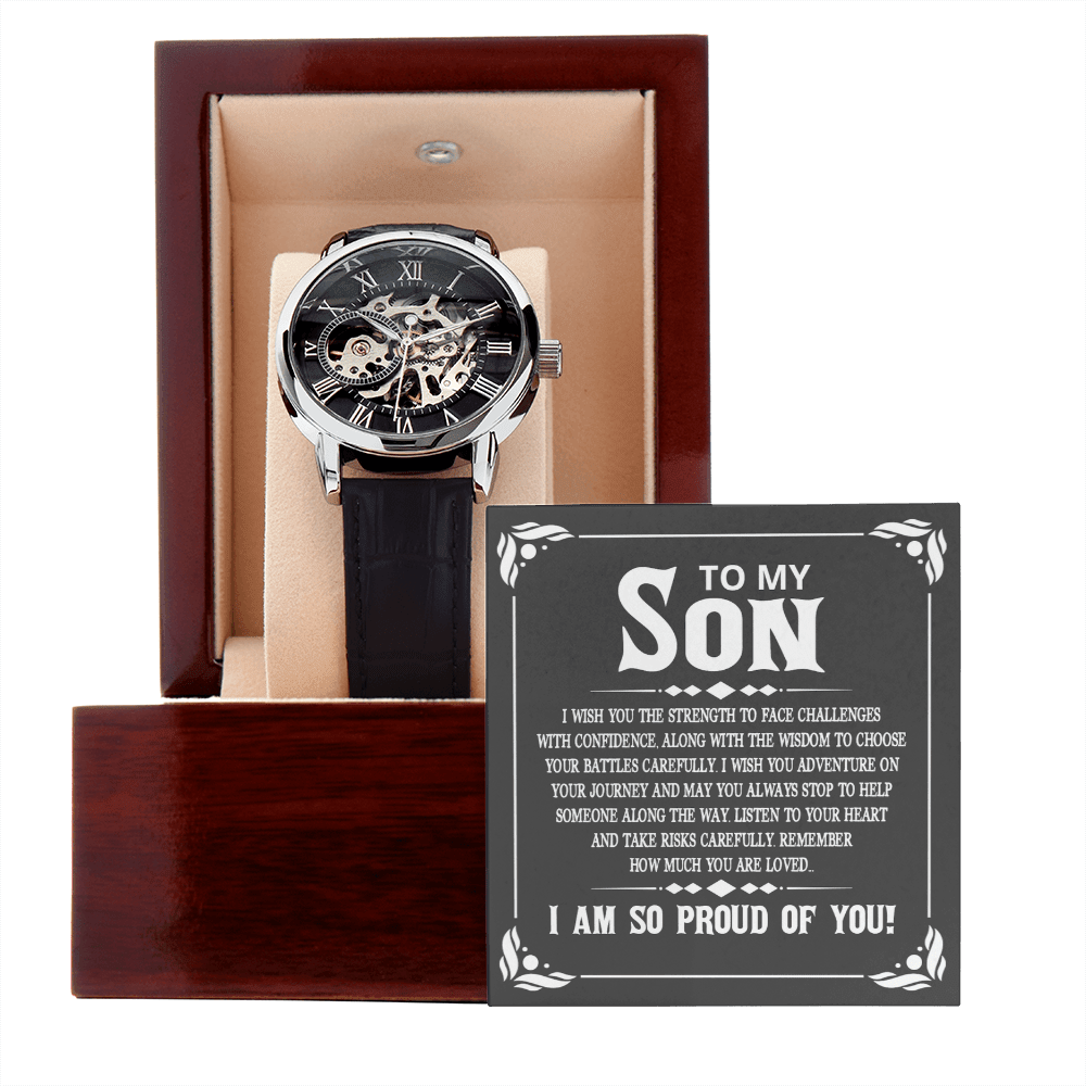 ShineOn Fulfillment Jewelry Luxury Box w/LED Openwork Watch Gift for Son from Father
