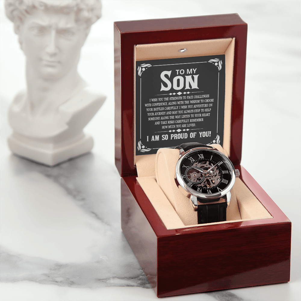ShineOn Fulfillment Jewelry Luxury Box w/LED Openwork Watch Gift for Son from Father