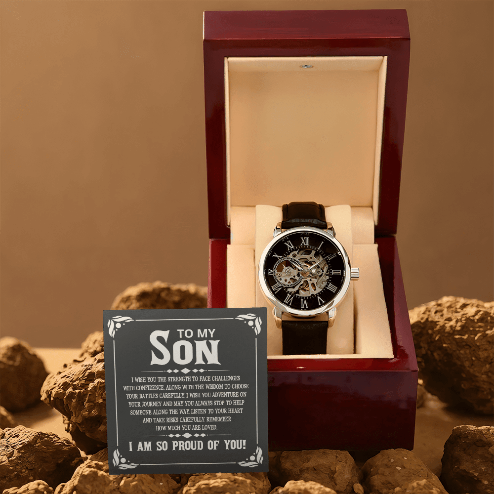 ShineOn Fulfillment Jewelry Luxury Box w/LED Openwork Watch Gift for Son from Father