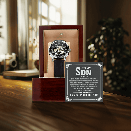 ShineOn Fulfillment Jewelry Luxury Box w/LED Openwork Watch Gift for Son from Father