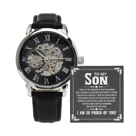 ShineOn Fulfillment Jewelry Luxury Box w/LED Openwork Watch Gift for Son from Father