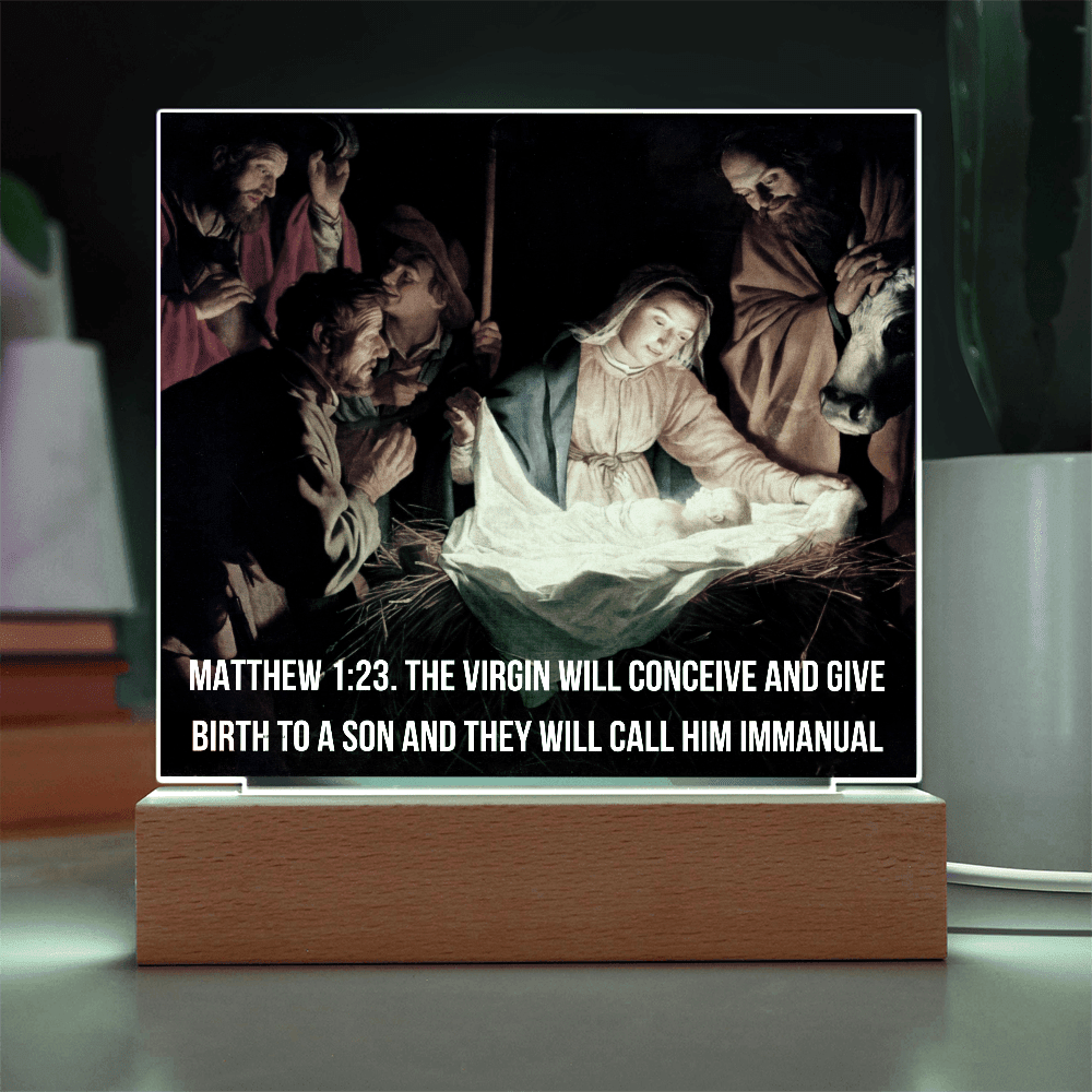 ShineOn -Fulfillment  -Jewelry- LED -Corded- Base- Acrylic-Plaque- Nativity- Scene.
