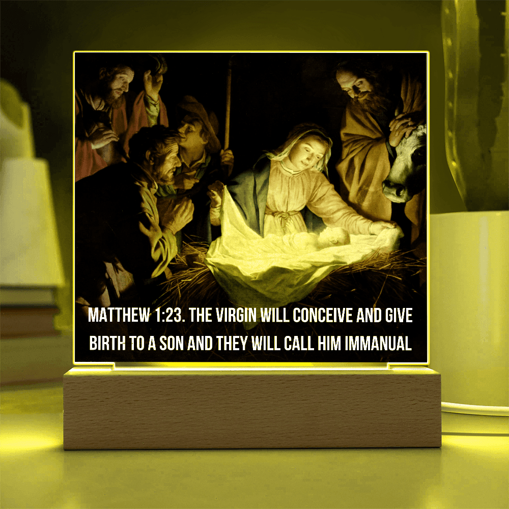 ShineOn -Fulfillment  -Jewelry- LED -Corded- Base- Acrylic-Plaque- Nativity- Scene.