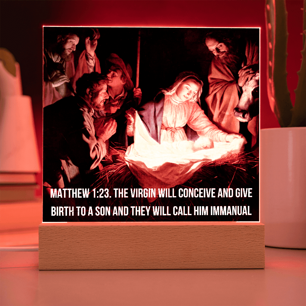 ShineOn -Fulfillment  -Jewelry- LED -Corded- Base- Acrylic-Plaque- Nativity- Scene.