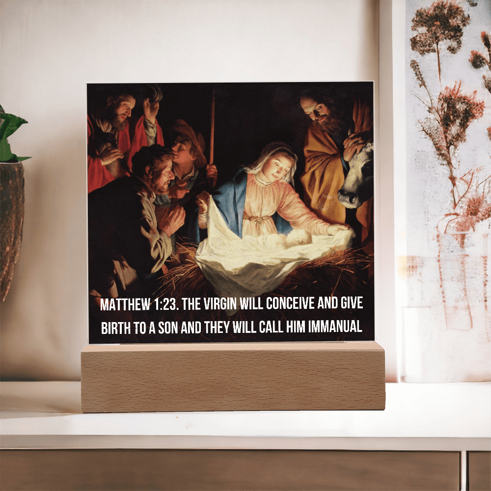 ShineOn -Fulfillment  -Jewelry- LED -Corded- Base- Acrylic-Plaque- Nativity- Scene.