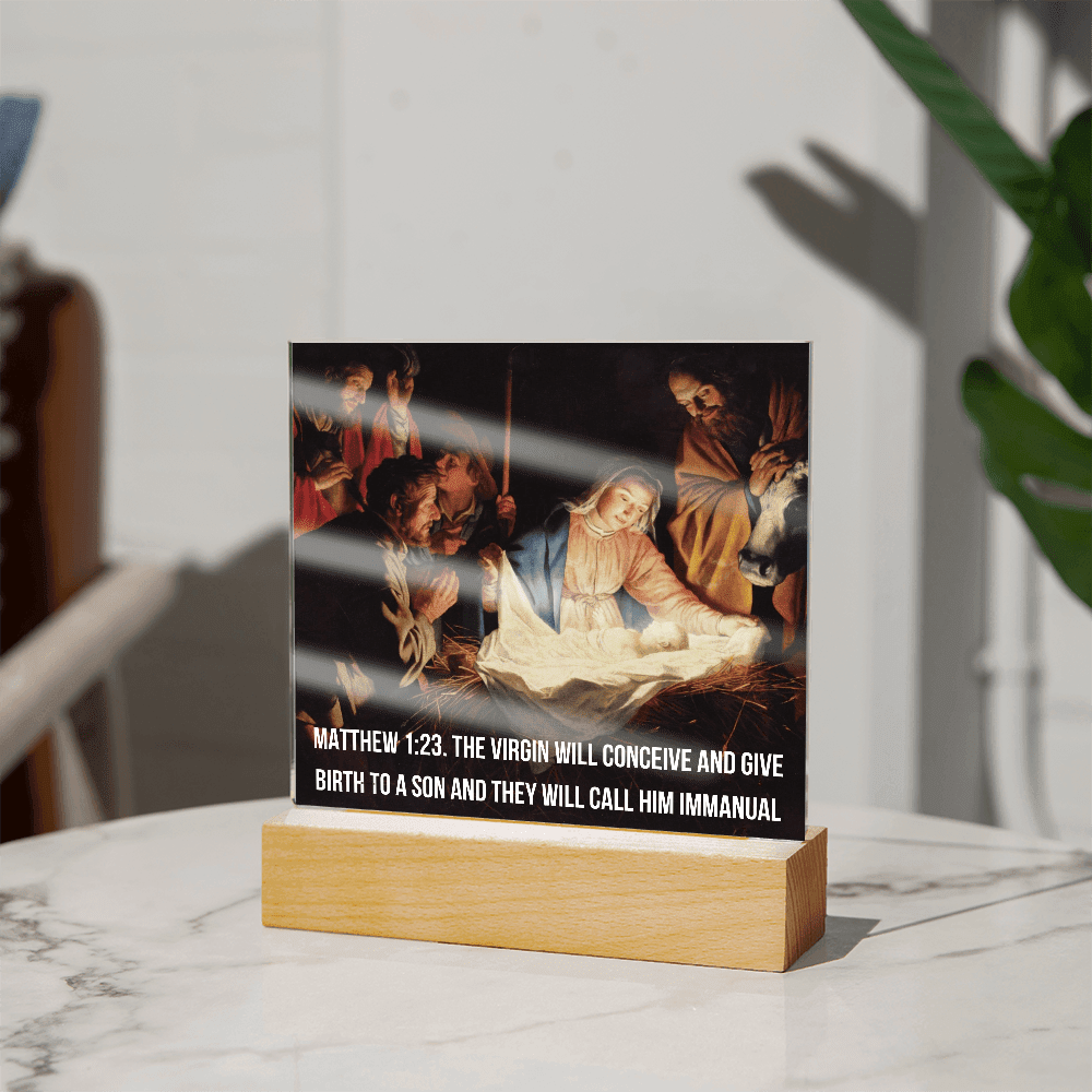 ShineOn -Fulfillment  -Jewelry- LED -Corded- Base- Acrylic-Plaque- Nativity- Scene.