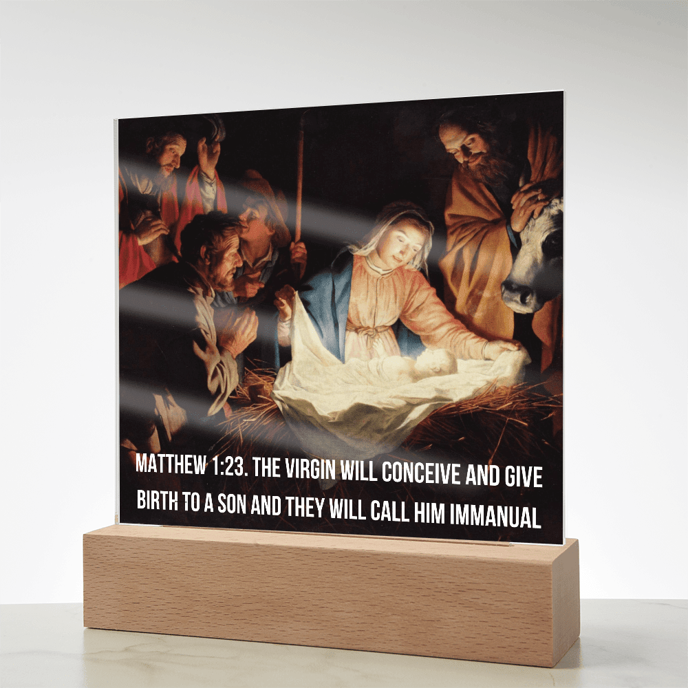 ShineOn -Fulfillment  -Jewelry- LED -Corded- Base- Acrylic-Plaque- Nativity- Scene.