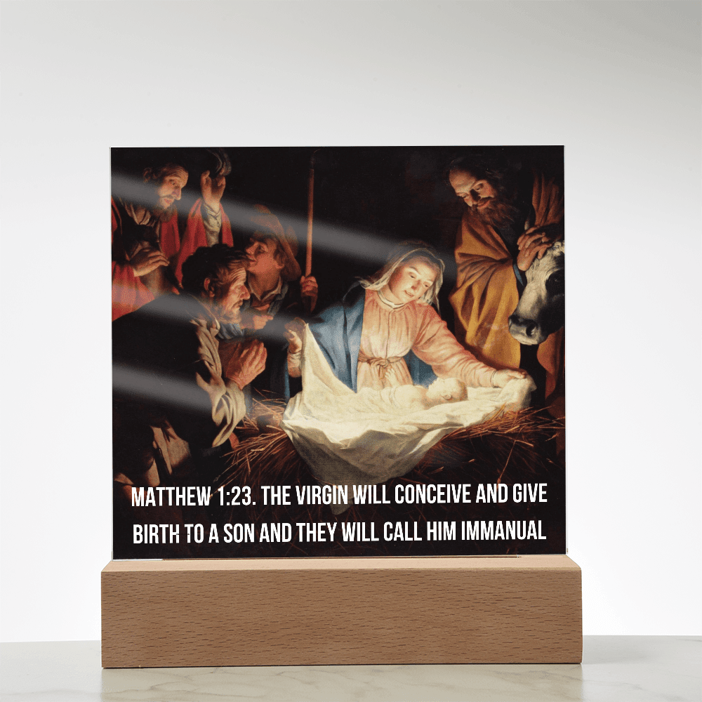ShineOn -Fulfillment  -Jewelry- LED -Corded- Base- Acrylic-Plaque- Nativity- Scene.