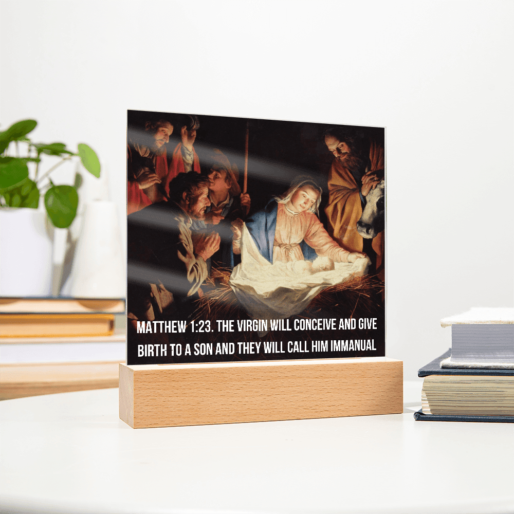 ShineOn -Fulfillment  -Jewelry- LED -Corded- Base- Acrylic-Plaque- Nativity- Scene.