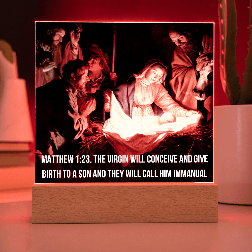 ShineOn -Fulfillment  -Jewelry- LED -Corded- Base- Acrylic-Plaque- Nativity- Scene.