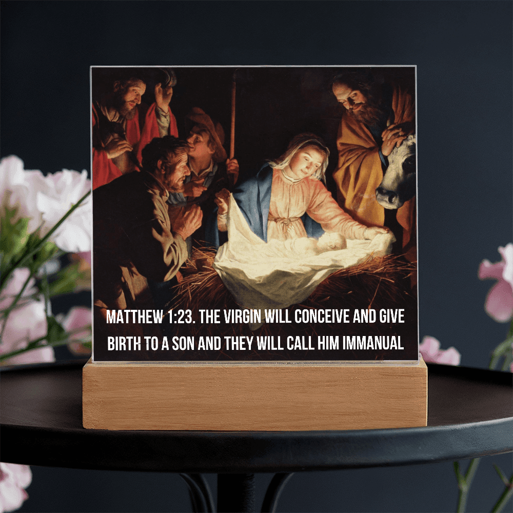 ShineOn -Fulfillment  -Jewelry- LED -Corded- Base- Acrylic-Plaque- Nativity- Scene.