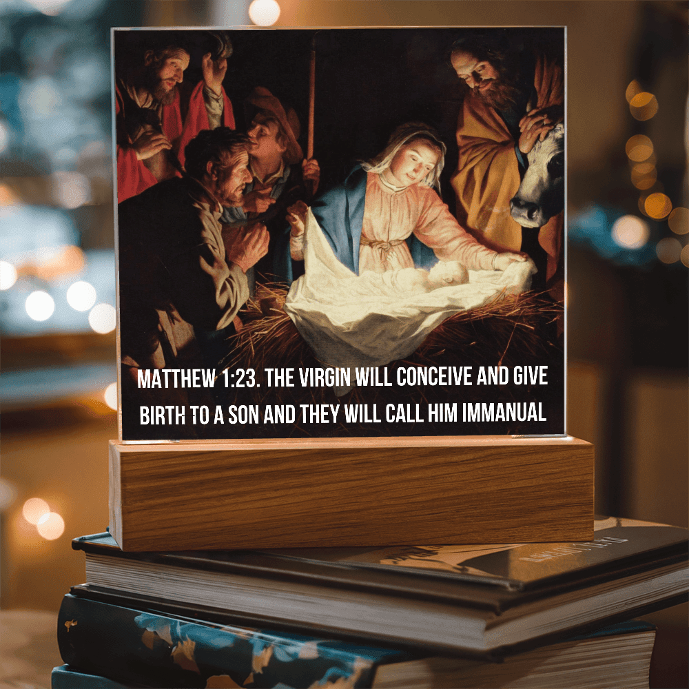 ShineOn -Fulfillment  -Jewelry- LED -Corded- Base- Acrylic-Plaque- Nativity- Scene.