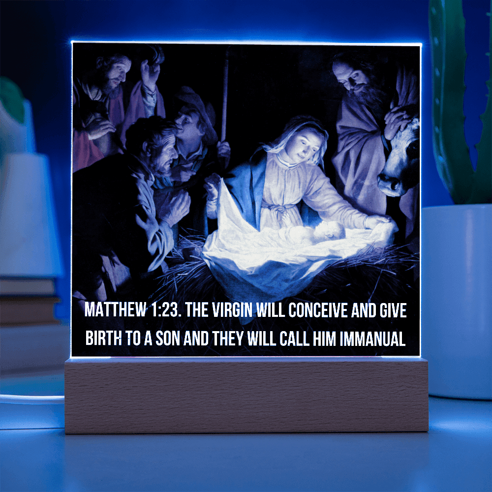 ShineOn -Fulfillment  -Jewelry- LED -Corded- Base- Acrylic-Plaque- Nativity- Scene.