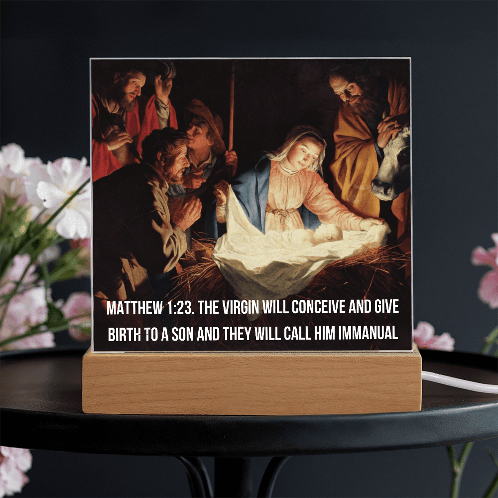 ShineOn -Fulfillment  -Jewelry- LED -Corded- Base- Acrylic-Plaque- Nativity- Scene.