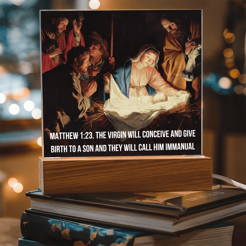ShineOn -Fulfillment  -Jewelry- LED -Corded- Base- Acrylic-Plaque- Nativity- Scene.