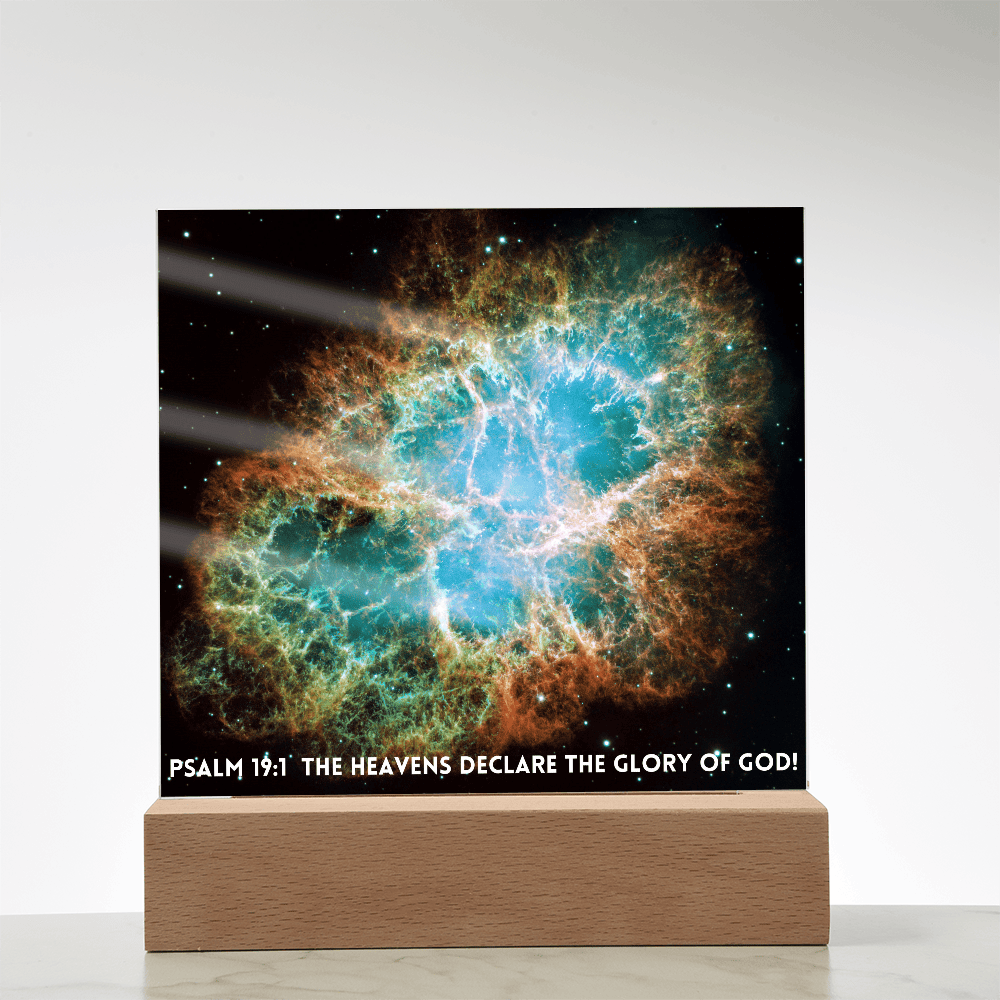 ShineOn Fulfillment Jewelry Scripture Art, Led lit Acrylic Plaque, of the hubble space telescope image of the Crab Nebula.