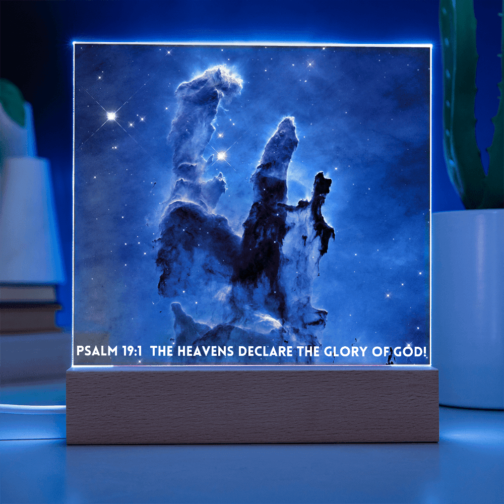 ShineOn Fulfillment Jewelry Scripture Art Led lit Acrylic Plaque, of the hubble space telescope image the Pillars of Creation.