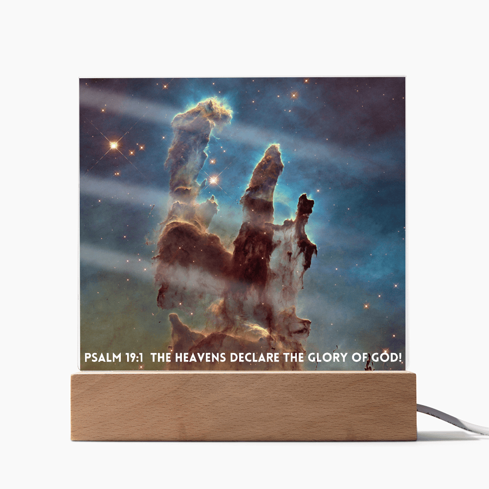 ShineOn Fulfillment Jewelry Scripture Art Led lit Acrylic Plaque, of the hubble space telescope image the Pillars of Creation.