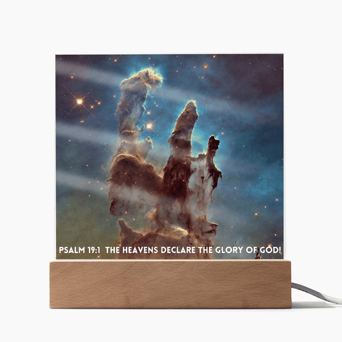 ShineOn Fulfillment Jewelry Scripture Art Led lit Acrylic Plaque, of the hubble space telescope image the Pillars of Creation.