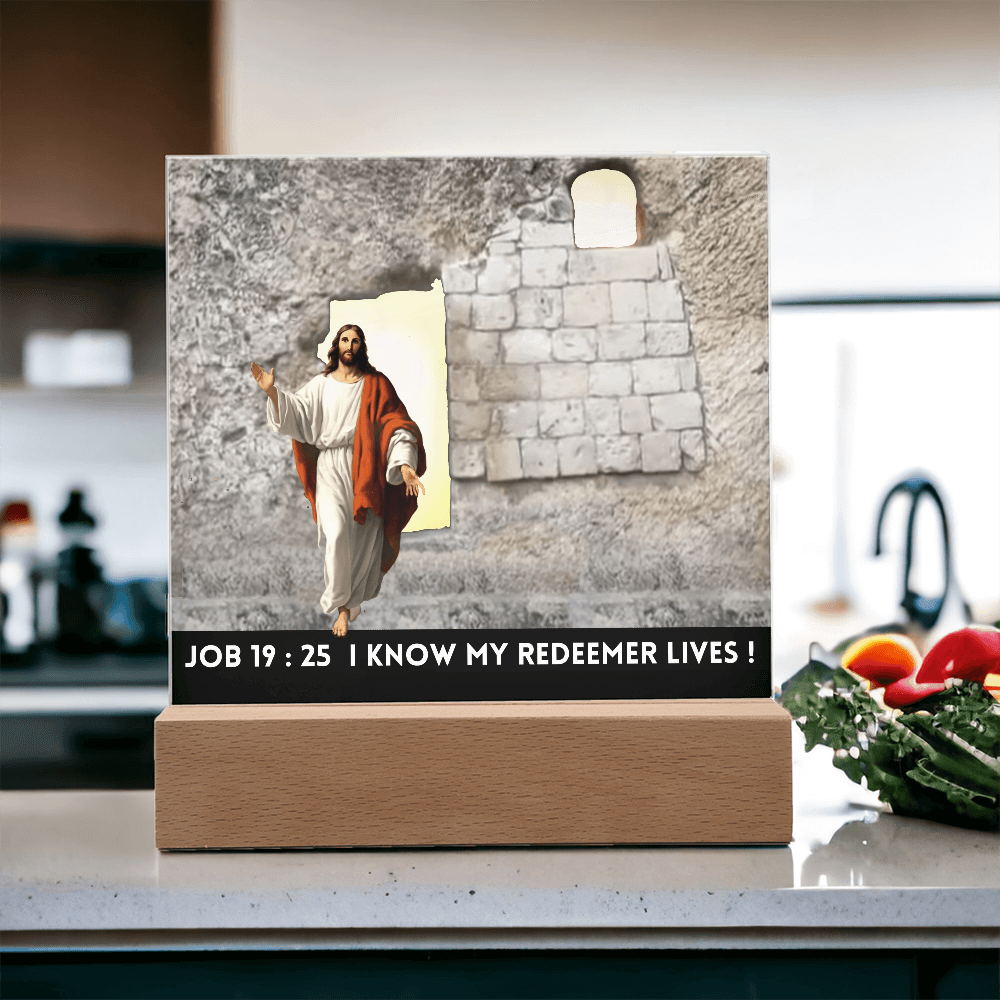 ShineOn Fulfillment Jewelry Scripture Art, Led lit Acrylic Plaque, of the Risen Christ Leaving the Empty Tomb In Jerusalem.