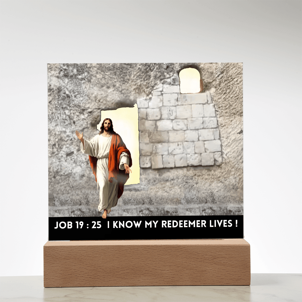 ShineOn Fulfillment Jewelry Scripture Art, Led lit Acrylic Plaque, of the Risen Christ Leaving the Empty Tomb In Jerusalem.