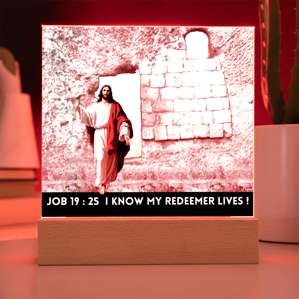 ShineOn Fulfillment Jewelry Scripture Art, Led lit Acrylic Plaque, of the Risen Christ Leaving the Empty Tomb In Jerusalem.
