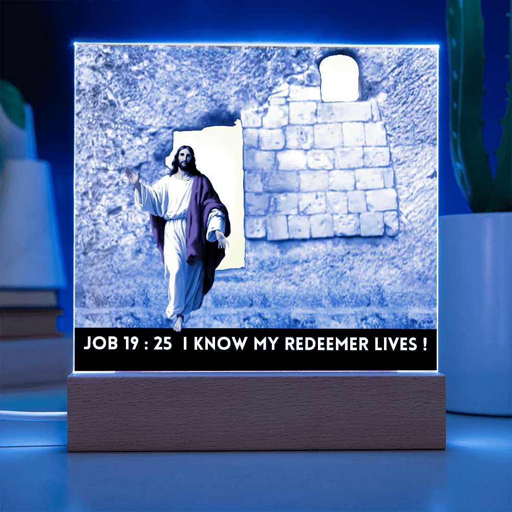 ShineOn Fulfillment Jewelry Scripture Art, Led lit Acrylic Plaque, of the Risen Christ Leaving the Empty Tomb In Jerusalem.